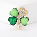 Alloy Rhinestone Four Leaf Clover Brooch Pin For Fashion Apparel view 2