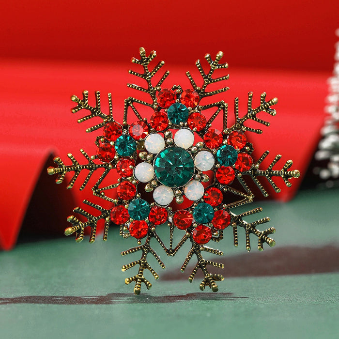 Rhinestone Alloy Snowflake Brooch Pin For Coats And Apparel