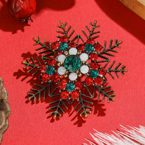 Rhinestone Alloy Snowflake Brooch Pin For Coats And Apparel