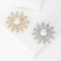 Alloy Pearl Snowflake Brooch Pin For Suits Coats And Dresses view 1