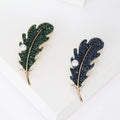 Alloy Rhinestone Feather Brooch With Pearl For Clothing Decoration view 1