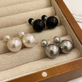French Retro Faux Pearl Round Ball Double Sided Stud Earrings In Light Luxury Style view 1