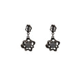 Elegant Dark Alloy Irregular Hollow Geometric Round Moonstone Drop Stud Earrings view 5