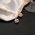 Elegant Vintage Pink Rhinestone Round Ball Leverback Drop Earrings For Women Luxury Small Hoop Earrings view 3
