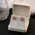 Elegant Vintage Pink Rhinestone Round Ball Leverback Drop Earrings For Women Luxury Small Hoop Earrings view 2