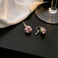 Elegant Vintage Pink Rhinestone Round Ball Leverback Drop Earrings For Women Luxury Small Hoop Earrings view 4