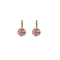 Elegant Vintage Pink Rhinestone Round Ball Leverback Drop Earrings For Women Luxury Small Hoop Earrings view 5