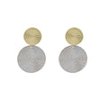 Elegant Two Tone Alloy Round Disc Drop Dangle With Textured Openwork Sequin Design For Women Earrings view 5