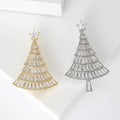 Copper Zircon Christmas Tree Brooch For Festive Lapel Decoration view 1
