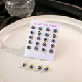 Elegant Blue Evil Eye Cat Eye Stainless Steel Gold Tone Minimalist Small Stud Jewelry Earrings view 4