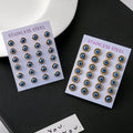 Elegant Blue Evil Eye Cat Eye Stainless Steel Gold Tone Minimalist Small Stud Jewelry Earrings view 1