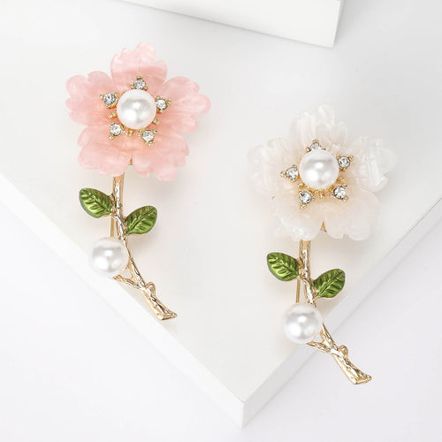 Alloy Pearl Rhinestone Daisy Brooch Pin For Coats And Cardigans