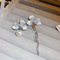 Fresh Sweet Faux Pearl Crystal Flower Drop Earrings With Silver Pins view 4