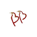 Red Heart Square Alloy Stud Earrings For Women, Retro Hong Kong Style New Year Jewelry view 5