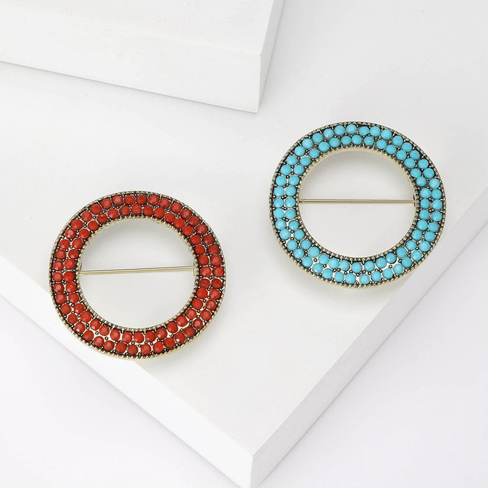 Metal Alloy Geometric Round Enamel Brooch Pin For Apparel Decoration