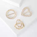 Alloy Pearl Heart Brooch Pin For Sweaters Coats And Shawls – Gold view 3