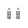 Elegant Vintage Gold Silver Two Tone Alloy Geometric Square Hammered Rectangle Long Drop Dangle Earrings view 5