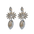 Alloy Rhinestone Flower Teardrop Long Drop Earrings, European American Elegant Fashion Jewelry view 5