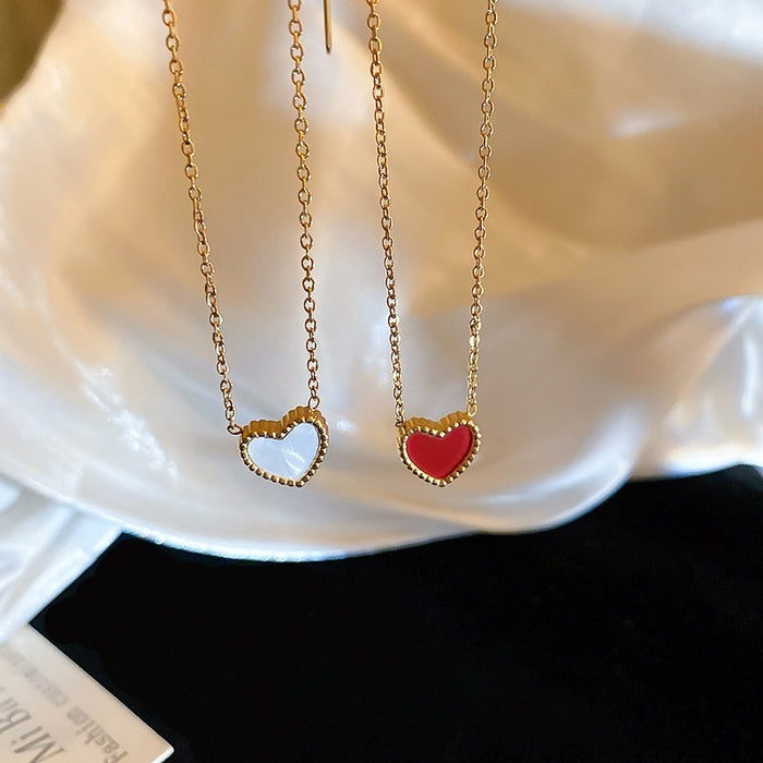 Double Sided Heart Stainless Steel Clavicle Necklace Korean Minimalist Elegant Choker Jewelry