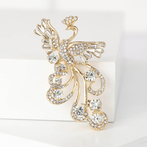 Metal Alloy Rhinestone Phoenix Brooch For Sweaters And Blazers