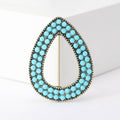 Alloy Blue Teardrop Brooch Pin Bohemian Geometric Clothing Accessory view 6