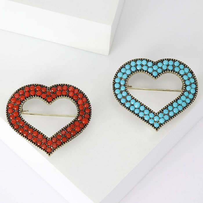 Alloy Enamel Geometric Heart Brooch Pin For Clothing Decoration