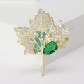 Copper Zircon Maple Leaf Brooch Pin For Autumn Winter Accessories view 6