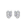 Two Way Zircon Butterfly Stud Earrings With Silver Posts, Korean Sweet Light Luxury Jewelry view 5
