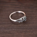 Vintage Distressed 3D Rose Flower Ring Thin Band Classical Index Finger Ring For Women view 4