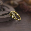 Vintage Distressed 3D Rose Flower Ring Thin Band Classical Index Finger Ring For Women view 2