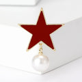 Alloy Enamel Pearl Star Brooch Pin For Fashion Garment Accessories view 6