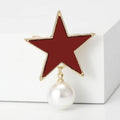 Alloy Enamel Pearl Star Brooch Pin For Fashion Garment Accessories view 2