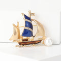 Alloy Enamel Pearl Sailboat Brooch Pin For Fashion Clothing Accessories view 4