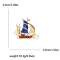 Alloy Enamel Pearl Sailboat Brooch Pin For Fashion Clothing Accessories view 5