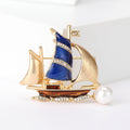 Alloy Enamel Pearl Sailboat Brooch Pin For Fashion Clothing Accessories view 6