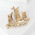 Alloy Enamel Pearl Sailboat Brooch Pin For Fashion Clothing Accessories view 3