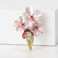 Alloy Enamel Flower Ladybug Brooch Pin For Women's Clothing Accessories view 2