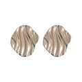 Minimalist Metal Water Ripple Rhombus Stud Earrings, Geometric Cool Style Statement Jewelry view 5