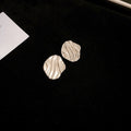 Minimalist Metal Water Ripple Rhombus Stud Earrings, Geometric Cool Style Statement Jewelry view 2