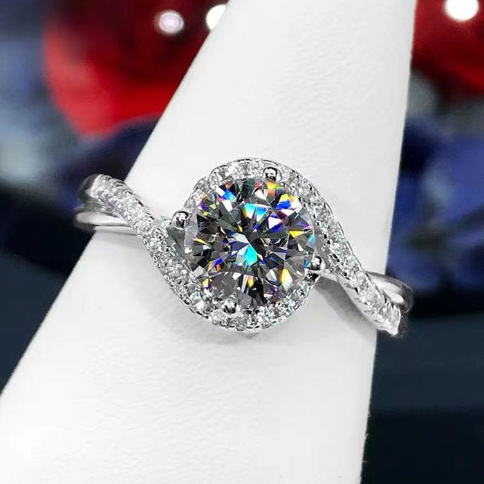 Eight Hearts Eight Arrows Simulated Moissanite Ring Proposal Wedding Anniversary Jewelry