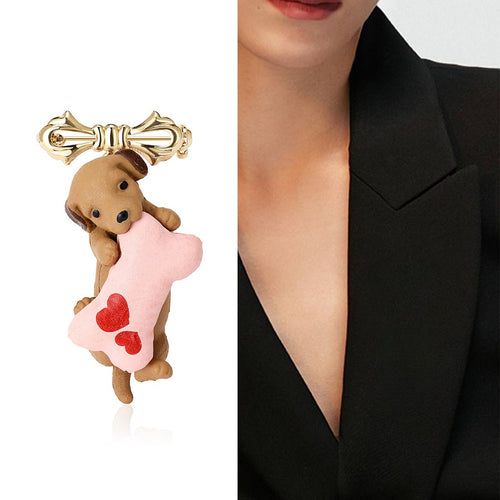 Cute Enamel Alloy Dog Brooch For Unisex Clothing Accessories
