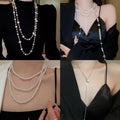 Irregular Long Faux Pearl Sweater Necklace French Light Luxury Geometric Style For Women view 4