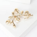 Alloy Pearl Peach Blossom Branch Brooch For Elegant Apparel Decoration view 3