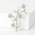 Alloy Pearl Peach Blossom Branch Brooch For Elegant Apparel Decoration view 2