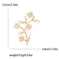 Alloy Pearl Peach Blossom Branch Brooch For Elegant Apparel Decoration view 5
