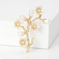 Alloy Pearl Peach Blossom Branch Brooch For Elegant Apparel Decoration view 4