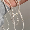 French Vintage Faux Pearl Geometric Long Sweater Necklace For Women view 4