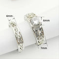 Court Style Hollow Floral Carved Rings Pattern Design Couple Wedding Anniversary Ring Set view 5
