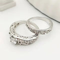 Court Style Hollow Floral Carved Rings Pattern Design Couple Wedding Anniversary Ring Set view 2