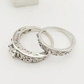 Court Style Hollow Floral Carved Rings Pattern Design Couple Wedding Anniversary Ring Set view 3